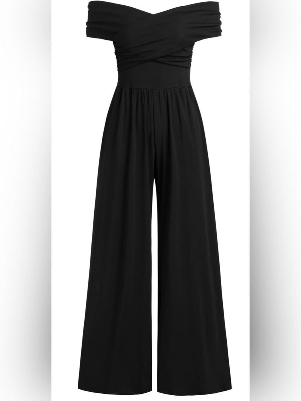 Cider NWT Off-Shoulder Criss Cross Front Wide-Leg Jumpsuit with Pockets Black M